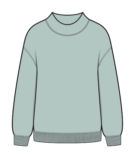 Softstone Brushed Fleece Mockneck - Surf Spray